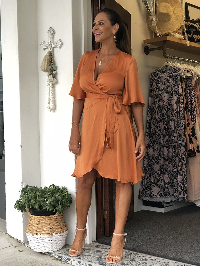 Mariella Wrap Dress - Apricot – Style ...